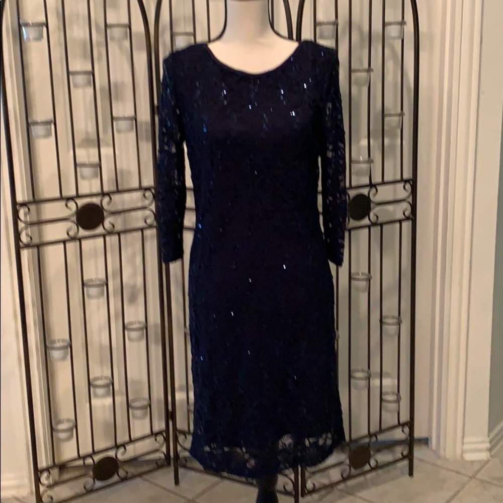 Navy blue Sequined formal dress